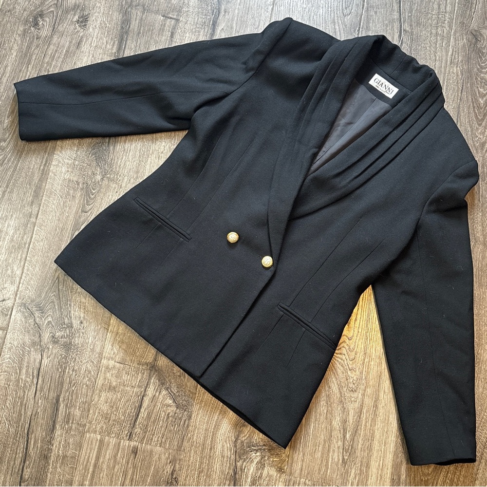 Gianni Sport Black Blazer with Gold Buttons Vintage